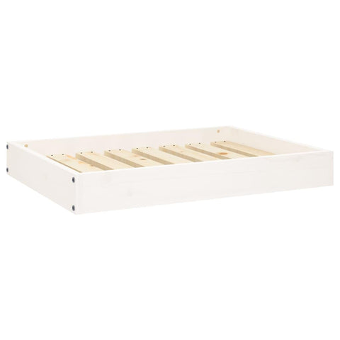 vidaXL Solid Pine Wood Dog Bed - Comfortable Pet Furniture in White, Easy to Assemble, Fits in Minimalist Living Area, Measures 28.1"x21.3"x3.5"
