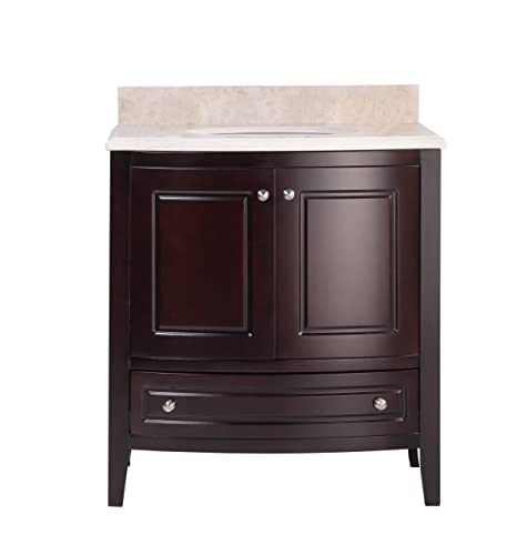 Laviva Estella 32 in. W x 22 in. D x 35 in. H Bathroom Vanity in Espresso with White Carrara Marble Top 3130709-32E-WC