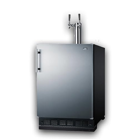 Summit Appliance 24" Wide Nitro-Cold Brew Coffee Kegerator/Refrigerator Combo, Black Interior, Caster Wheels, Residential/Commercial Use (LHD, Nitro-Cold Brew Coffee)