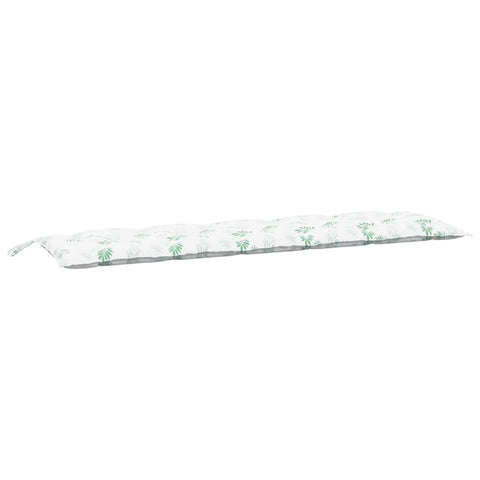 vidaXL Leaf Pattern Garden Bench Cushion - 70.9"x19.7"x2.8", Oxford Fabric, Hollow Fiber Filled for Comfort, Water-Repellant, Green-White