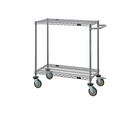 Quantum Storage Systems WRCP-2442GY-2 Wire Push Handle Utility Carts 2 Shelves Gray Epoxy 40" H x 42" W x 24" D