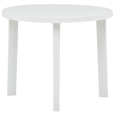 vidaXL Round White Garden Bistro Table 35 in Plastic Lightweight Outdoor Dining for 4 People Minimalist Style Easy to Clean Patio Balcony