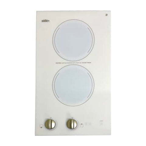 Summit 15" 2 Burner Electric Cooktop. 115 Volt Radiant Cooktop, ADA Compliant, White - CR2110WHTK15