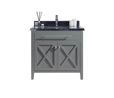 Wimbledon, 36, Grey Cabinet Black Wood Counter