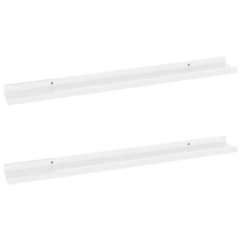 vidaXL High Gloss White Wall Shelves Set of 2, Modern MDF Floating Shelves, Durable Storage and Display Units