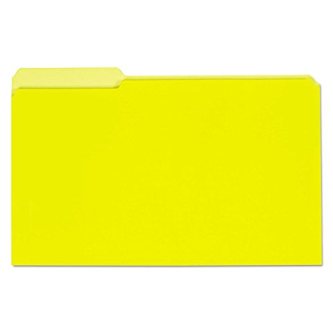 Universal 15304 Recycled Interior File Folders, 1/3 Cut Top Tab, Legal, Yellow (Box of 100)