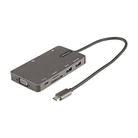 StarTech.com 9-in-1 USB C Mini Dock w/Extra Long Cable 12in/30cm for MacBook M1 M2 M3 M4 and Windows, 4K 30Hz HDMI or VGA Video, USB 5Gbps Hub, 100W PD, Gigabit Ethernet, SD/Micro SD