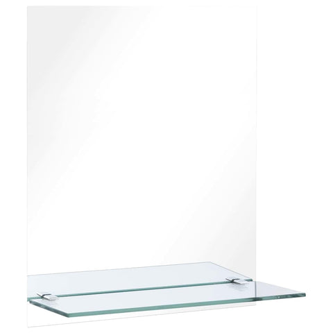vidaXL Contemporary Wall Mirror with Shelf 7.9 x 15.7 in Tempered Glass for Bathroom Vanity Room Living Stylish Decor Mirrors Cosmetic Makeup Decorative Furniture Rectangular Transparent