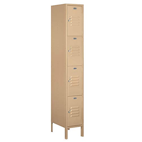 Salsbury Industries 64168TN-U 12" Four Tier Standard, 1 Wide x 6 Feet High x 18 Inches Deep, Unassembled Metal Locker, Tan