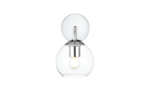 Living District Genesis 1-Light Iron & Glass Bath Sconce in Chrome/Clear