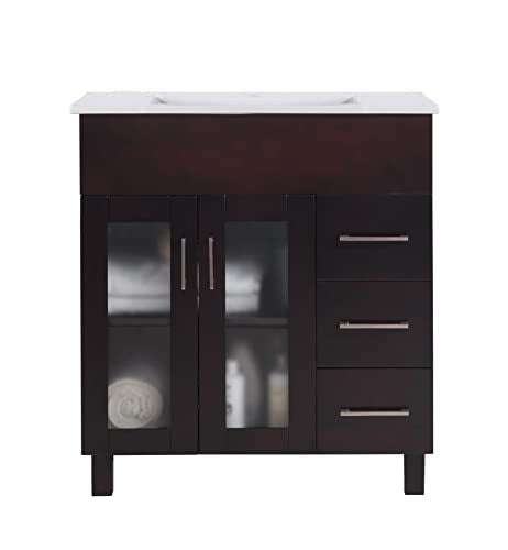 Laviva Nova 32 - Brown Cabinet Ceramic Basin Countertop