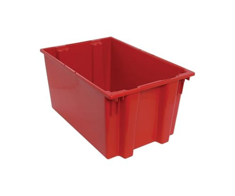 Quantum Storage Systems Stack and Nest Tote Heavy Duty Polypropylene Container, 29-1/2"W x 19-1/2"D x 15" H, 3.70 Cap (cu ft.) - Red, 3 Pack