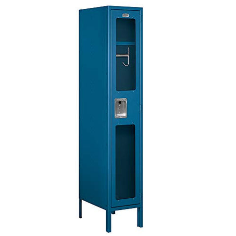 Salsbury Industries S-61158BL-A 12" Single Tier, 1 Wide x 5 Feet High x 18 Inches Deep, Assembled See-Through Metal Locker, Blue