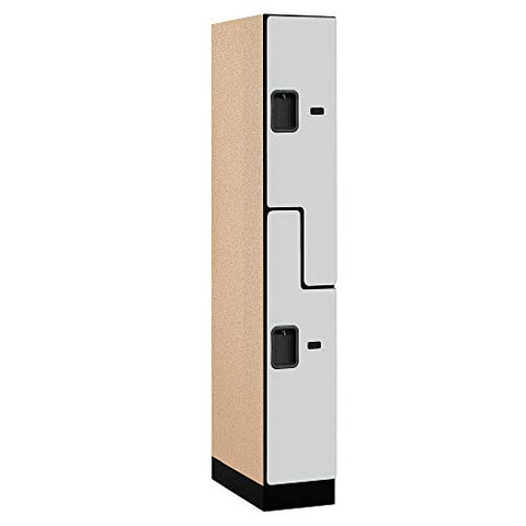 Salsbury Industries 2-Tier S-Style Designer Wood Locker with One Wide Storage Unit, 6-Feet High by 21-Inch Deep, Gray
