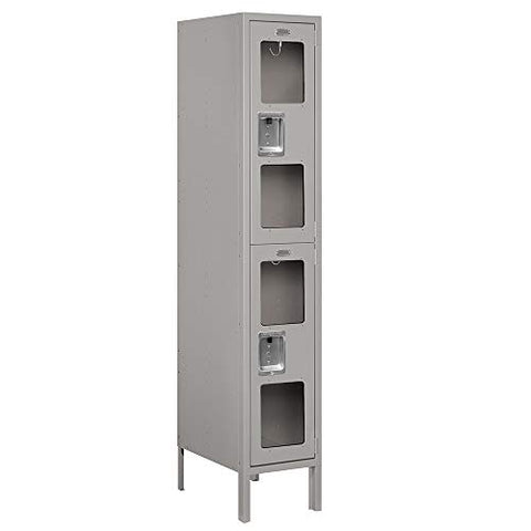 Salsbury Industries S-62158GY-U 12" Double Tier, 1 Wide x 5 Feet High x 18 Inches Deep, Unassembled See-Through Metal Locker, Gray