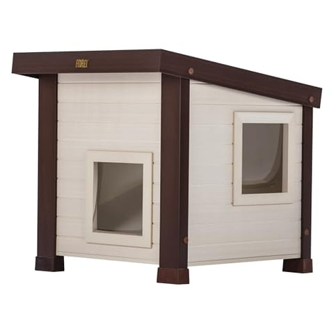 New Age Pet ECOFLEX Albany Outdoor Cat House, Weather?Resistant, Dual Door Flaps, 21" W x 20" H