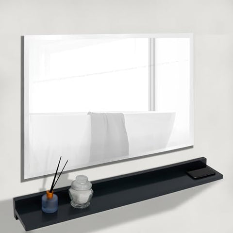 Bellaterra 35 in. Frameless Mirror with Built-in Wireless Charging Shelf - Modern Decor and Convenient Device Charging - Bathroom or Entryway Wall-Mounted Set