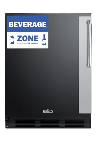 Summit 24" Undercounter Refrigerator with One-Solid Door | Commercial Upright Beverage Fridge for Beer Soda | 5.5 Cu.Ft, (3) Shelves, 23.63"W x 22.75"D x 31.88"H, Black, Stainless Steel, 115v, NSF