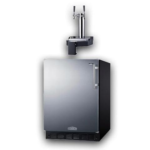 Summit 24" Undercounter Kegerator, Floating Tap, Dual Tap Kit, No Drill Beer Dispenser, Stainless Steel- SBC7BRSFLTWADALHD (Left Handed Door Swing)