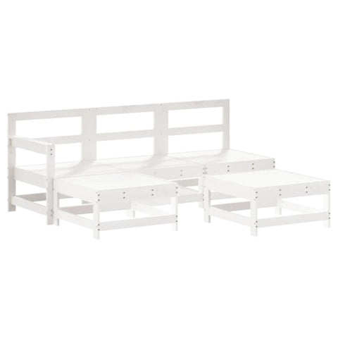 vidaXL Patio Lounge Set - 5 Piece White Pine Wood Outdoor Garden Furniture - Modular Design Sofas and Coffee Tables
