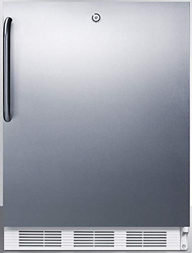 Summit Appliance CT66LWBISSTBADA ADA Compliant Built-in Undercounter Refrigerator-Freezer with Lock, Dual Evaporator Cooling, Stainless Steel Door, Towel Bar Handle and White Cabinet