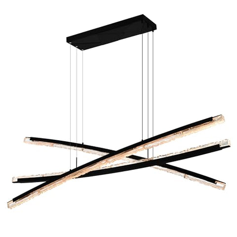 CWI Lighting Saber Integrated LED 70" Brass Modern Chandelier with Handmade Textured Glass for Dining Room Foyer Bedroom Living Room