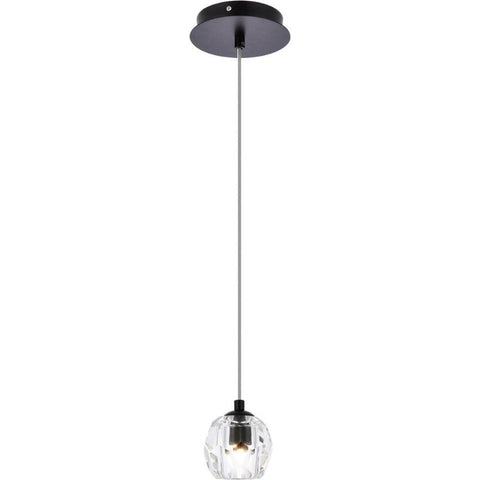 Elegant Lighting Adjustable Hanging Eren 1 Light Pendant for Living Room, Kitchen, Bedroom & Hallway, Black