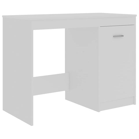 vidaXL Engineered Wood Desk in Scandinavian Style, White - Compact Size, with Integrated Storage Cabinet, Suitable for Office or Study Room.