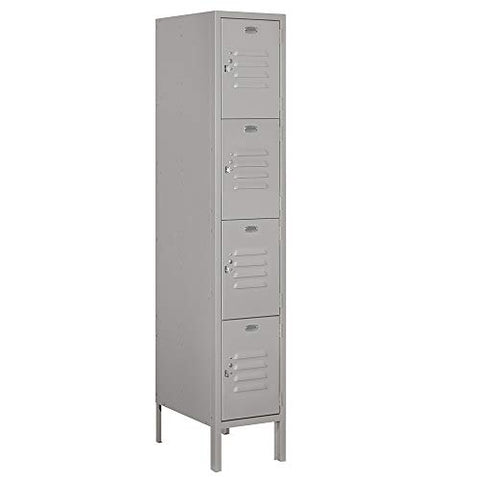 Salsbury Industries 64158GY-U 12" Four Tier Standard, 1 Wide x 5 Feet High x 18 Inches Deep, Unassembled Metal Locker, Gray