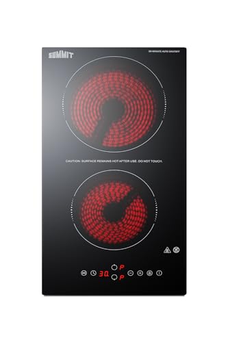 Summit 12” 2-Burner Radiant Cooktop, Black, Ceramic Glass, 230V, ADA Compliant- CRH2BT30230
