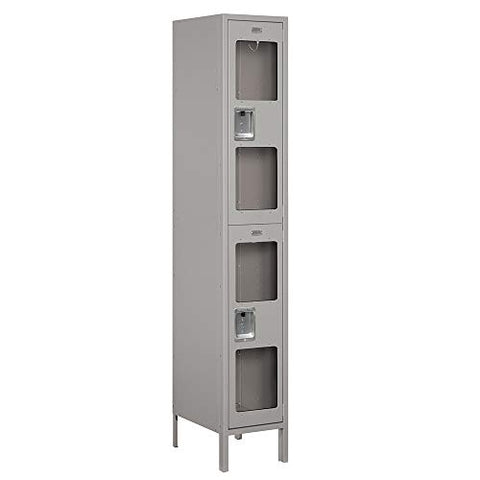 Salsbury Industries S-52168GY-U 15" Double Tier, 1 Wide x 6 Feet High x 18 Inches Deep, Unassembled See-Through Metal Locker, Gray