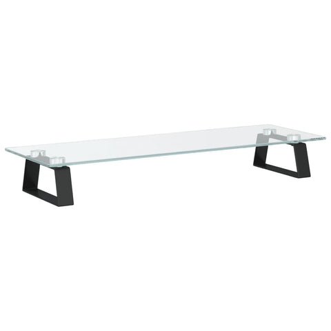 vidaXL Monitor Stand - Black Tempered Glass Riser with Metal Legs | Ergonomic Desktop Computer Shelf | Office & Home Organizer | 23.6""x7.9""x3.1"", 374224