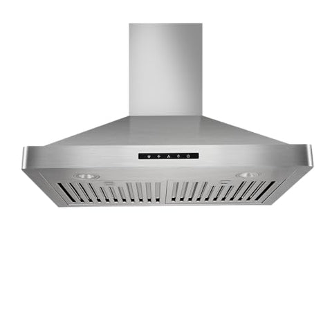 VESTA Milan 30 Inches 800CFM Stainless Steel European Style Wall Mount Range Hood With LED Lights Touch Screen Round Front Edges
