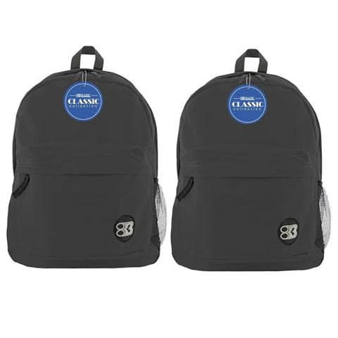 BAZIC PRODUCTS Classic Backpack 17-inch Black, Pack of 2 (BAZ1050-2)