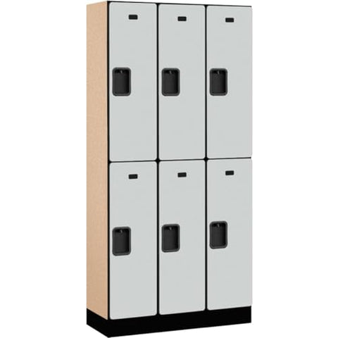 Salsbury Industries Double Tier Designer Wood Locker, Gray, 6' 3" x 15"