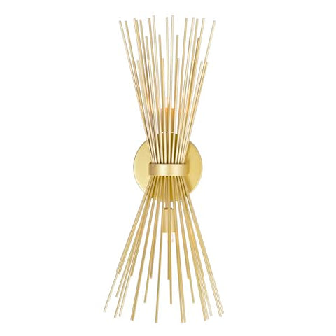 CWI Lighting Savannah 2-Light Gold Leaf Wall Sconce – Modern Indoor Wall Lamp for Bathroom, Bedroom, Hallway