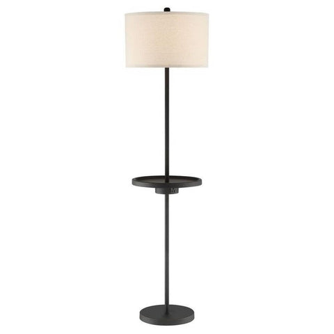 Lite Source Tungsten 62" Tray Table Floor Lamp with Outlet and USB