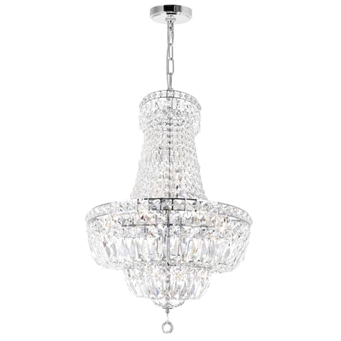 Stefania 17 Light 30-Inch Chandelier – Chrome Finish with Crystal Accents, Bright Ambient Lighting for Foyers, Dining Rooms, and Living Areas
