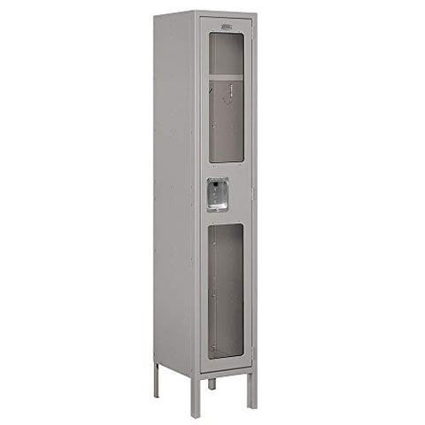 Salsbury Industries S-61152GY-A 12" Single Tier, 1 Wide x 5 Feet High x 12 Inches Deep, Assembled See-Through Metal Locker, Gray
