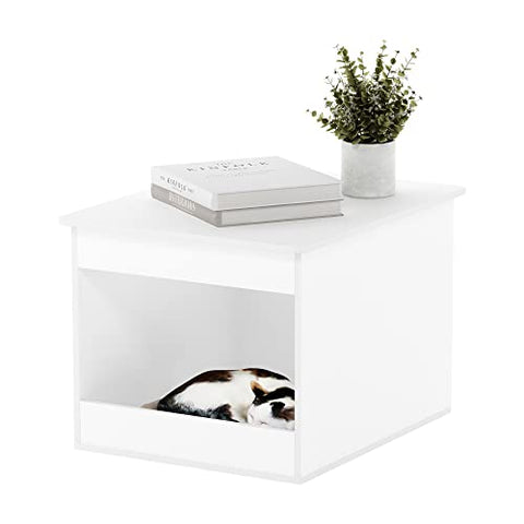 Furinno Peli Top Opening Litter Box Enclosure Solid White