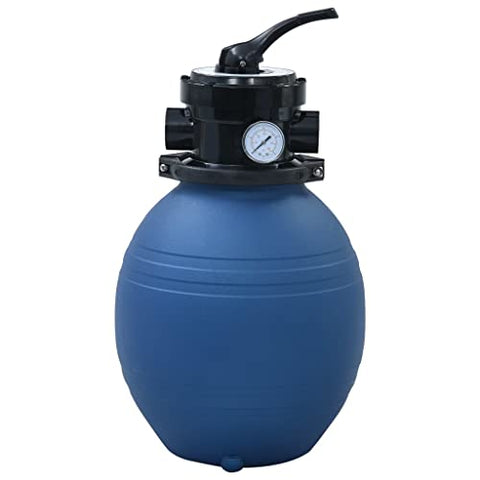 vidaXL Pool Sand Filter in Blue - Effective Water Purifier with 4-Position Valve - 197.8 ft³/h (1800 GPH) Flow Rate - High-Density Polyethylene Build - Requires 41.9 lb Ground Filter Sand