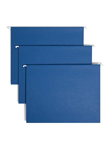 Smead Colored Hanging File Folder with Tab, 1/5-Cut Adjustable Tab, Letter Size, Navy Blue, 25 per Box (64057)