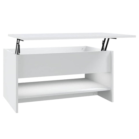 vidaXL Coffee Table, Lift Top End Table with Hidden Compartment, Accent Sofa Table for Living Room, Modern Style, White Engineered Wood