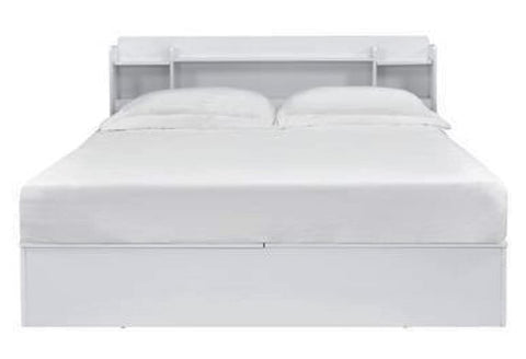 Perse White Wood Queen Bed with Bookcase Headboard by Acme