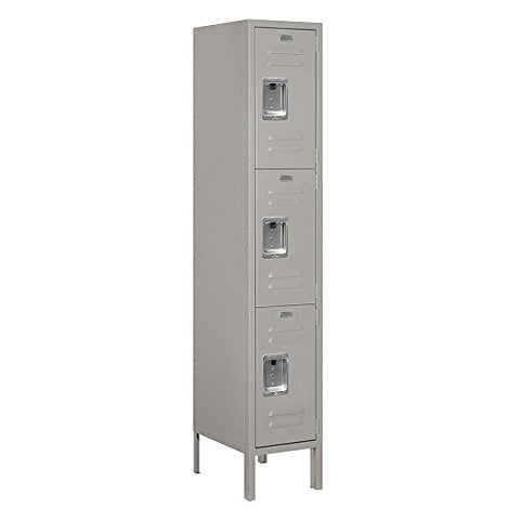 Salsbury Industries Assembled 3-Tier Standard Metal Locker with One Wide Storage Unit, 5-Feet High by 18-Inch Deep, Blue