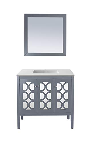 Laviva Mediterraneo - 36 - Grey Cabinet Matte White Viva Stone Solid Surface Countertop