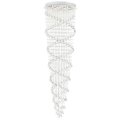 CWI Lighting Double Spiral 24'' 9-Light Flush Mount with Chrome Finish – for Foyer, Stairwell, Living Room – GU10 LED Compatible – Luxury Crystal Spiral Design