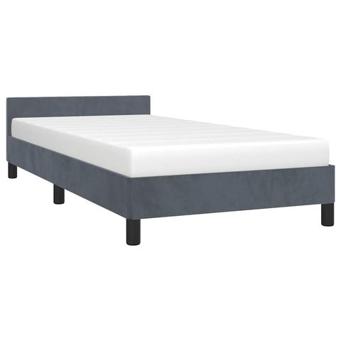 vidaXL Velvet Bed Frame Platform Bed, Scandinavian Style/Slats Support/No Box Spring Needed/Without Mattress/Easy Assembly, Dark Grey Twin XL Bed