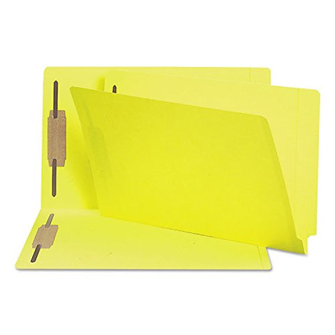 Smead End Tab Fastener File Folder, Shelf-Master® Reinforced Straight-Cut Tab, 2 Fasteners, Legal Size, Yellow, 50 per Box (28940)
