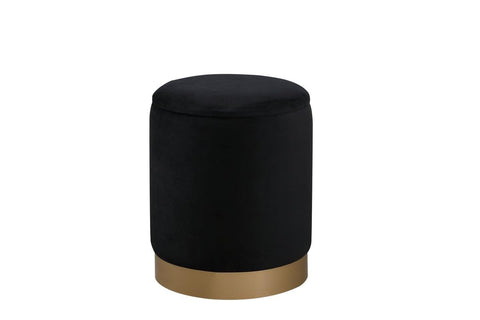 Elegant Decor Ozman 14" Round MDF Foam and Polyester Ottoman in Black